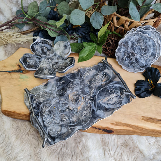 Gray Fusion / Epoxy Rasin Handmade Gift Set,  6 pieces