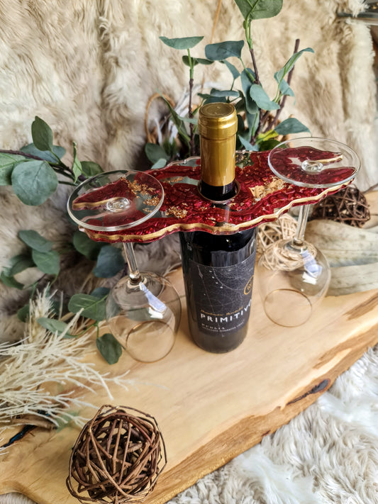 Wine Glass holder in Red and Gold