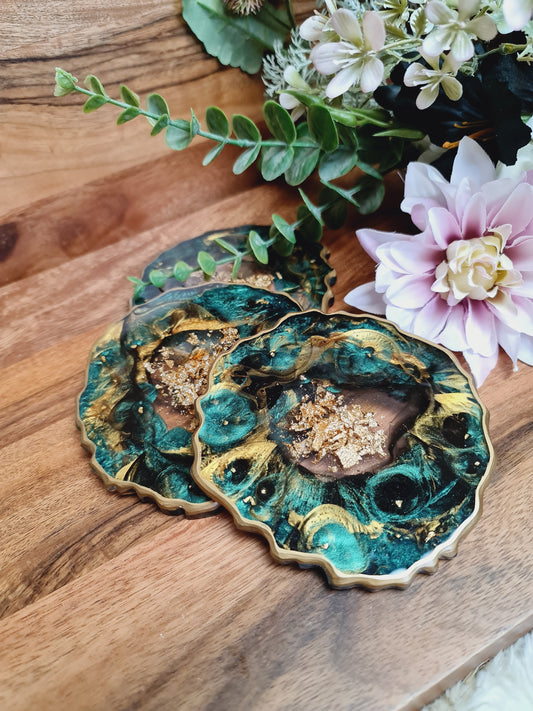 Emerald green Coaster - set of two