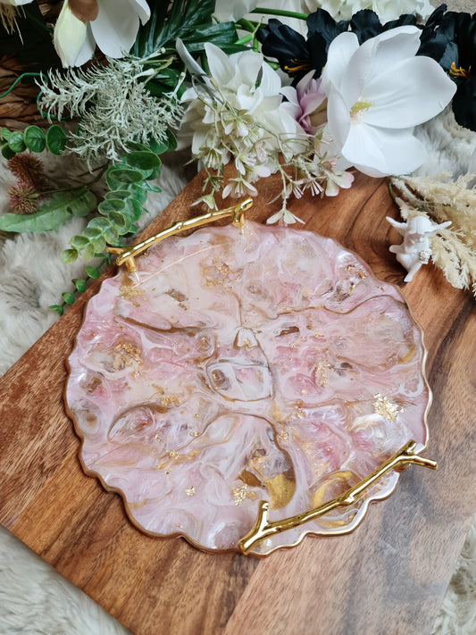 Pink, White and Gold Resin Tray